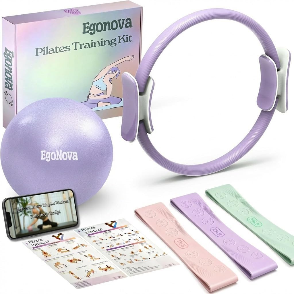 Detalle de EgoNova 14‑inch Pilates Ring Set with 3 Resistance Bands 🧘♀
