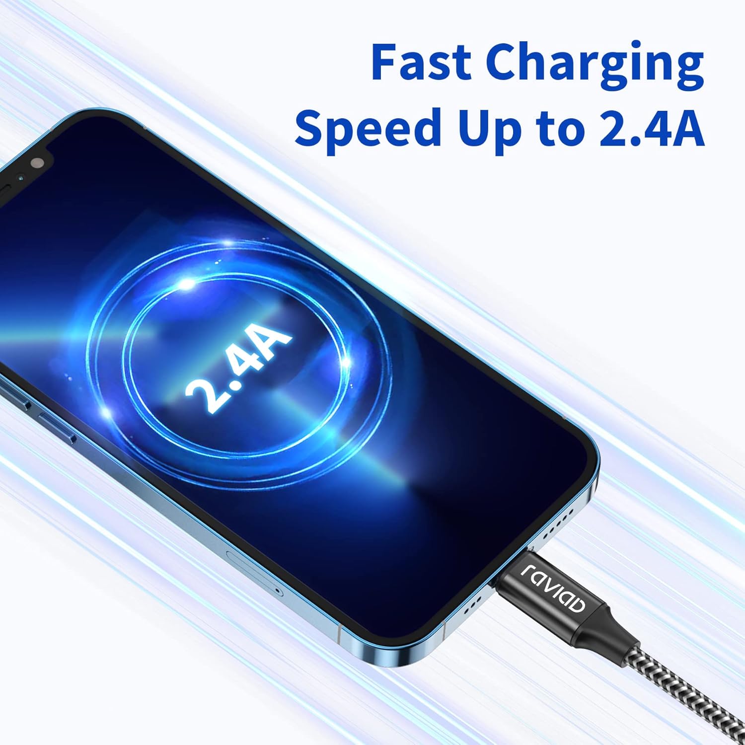 Thumbnail 2 de RAVIAD Lightning Cable 3-Pack 2M Nylon Braided