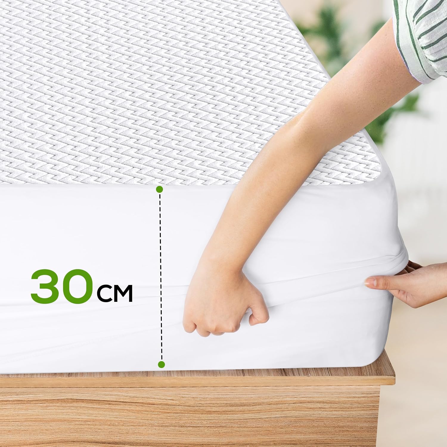 Detalle de Coprimaterasso Impermeabile Utopia Bedding 90 x 200 cm – Design Zigzag e Tessuto 3D Morbido
