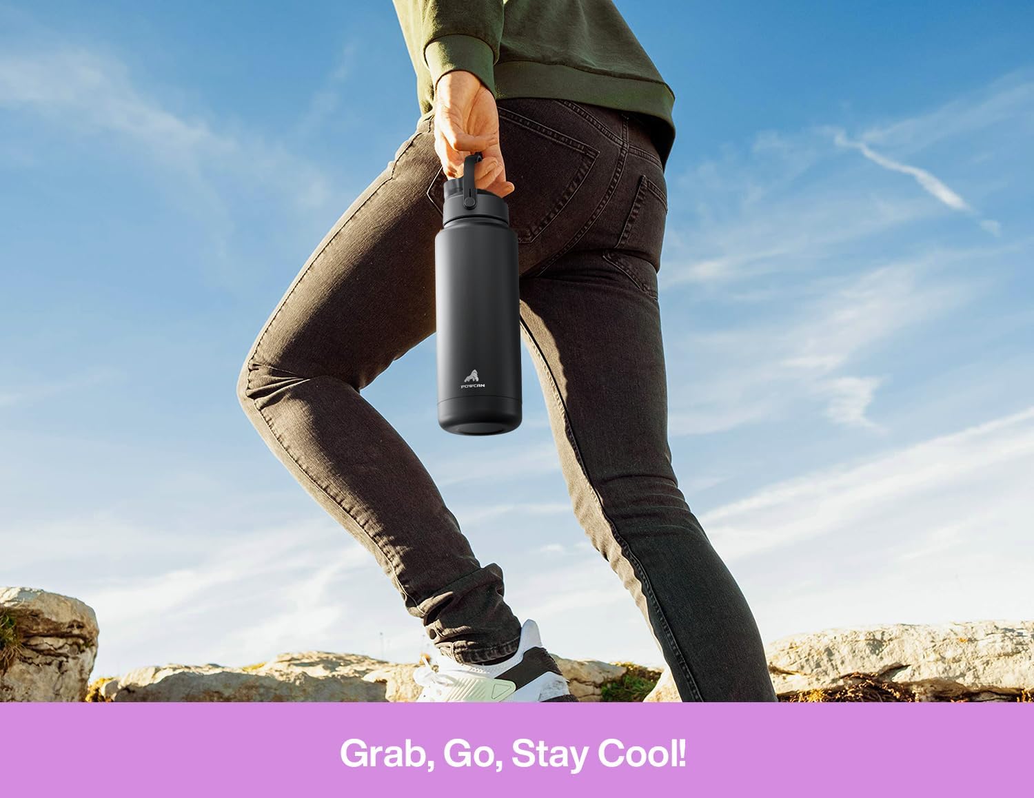 Thumbnail 5 de POWCAN iwbc-40oz1p-LP Stainless Steel Water Bottle, 1,183 ml, Lilac