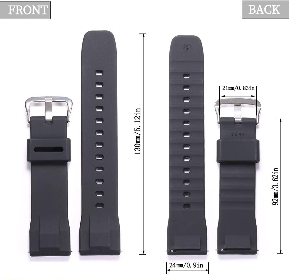 Detalle 2 de 24 mm Silikon Schnellverschluss-Uhrenband kompatibel mit Casio PRG-650Y / PRG-600 / PRW6600 – Ersatzarmband