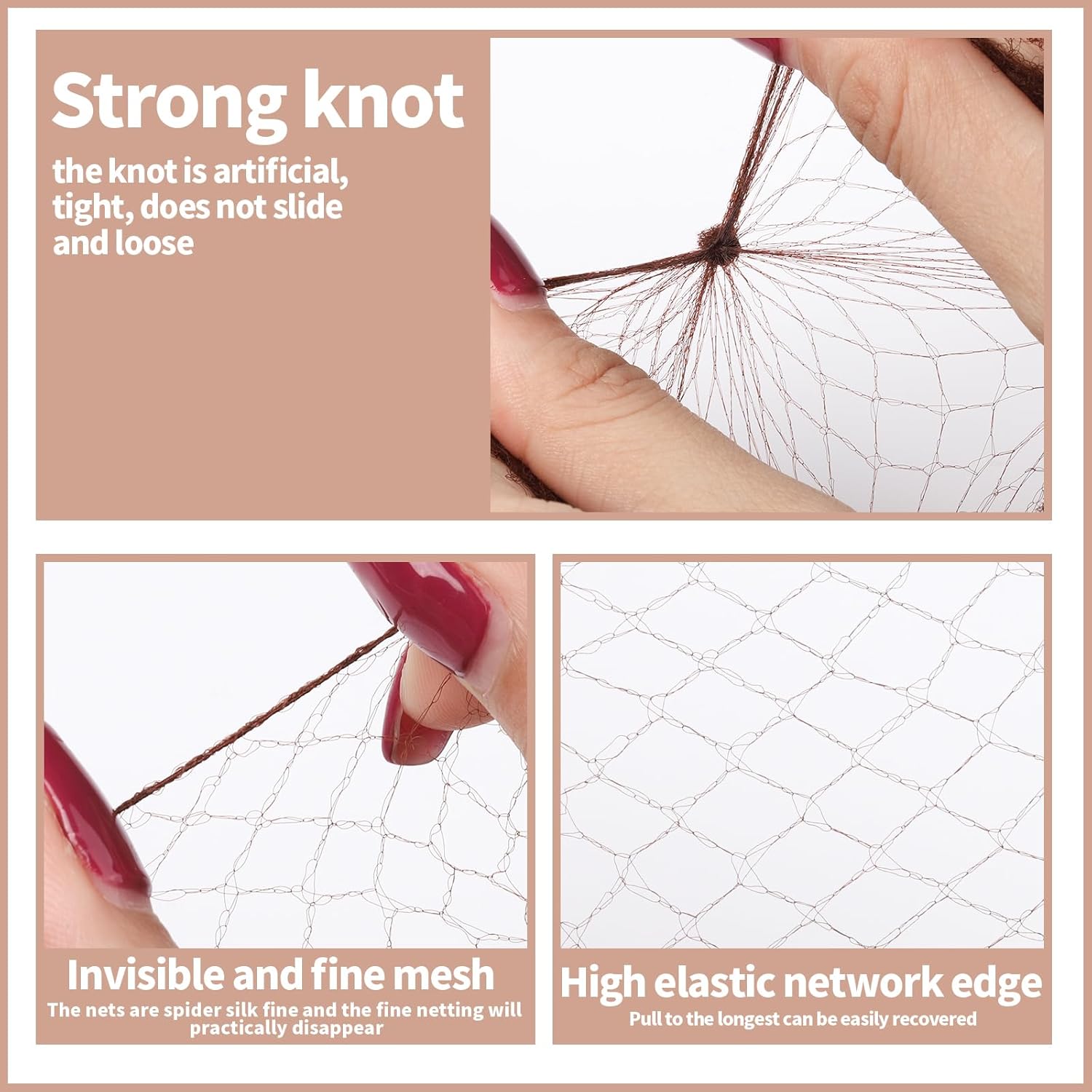 Thumbnail 4 de Teenitor Hair Accessories Hair Net Set for Ballet Bun | 40 Brown Hair Nets + 80 Bobby Pins, 3 Sizes