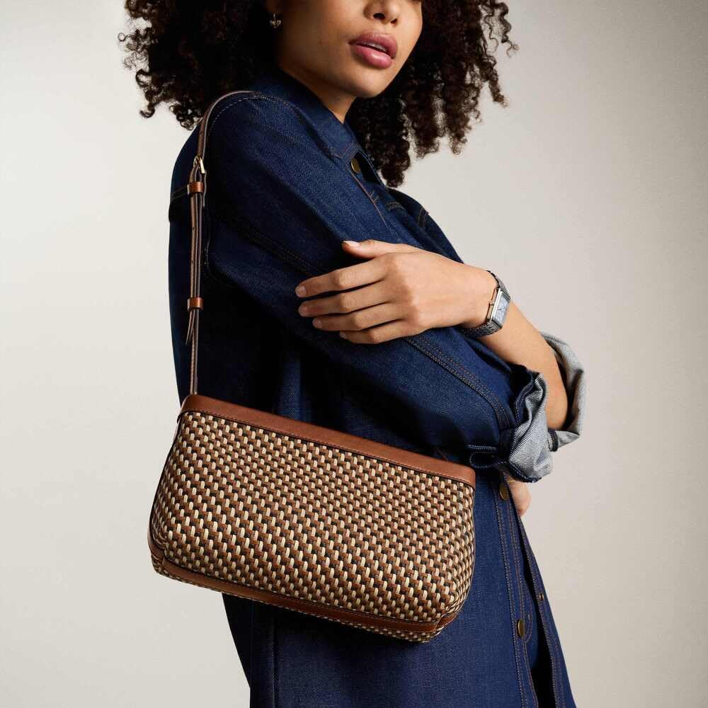 Thumbnail 1 de Borsa a mano Fossil Penrose in pelle e tessuto, clutch con tracolla regolabile e staccabile