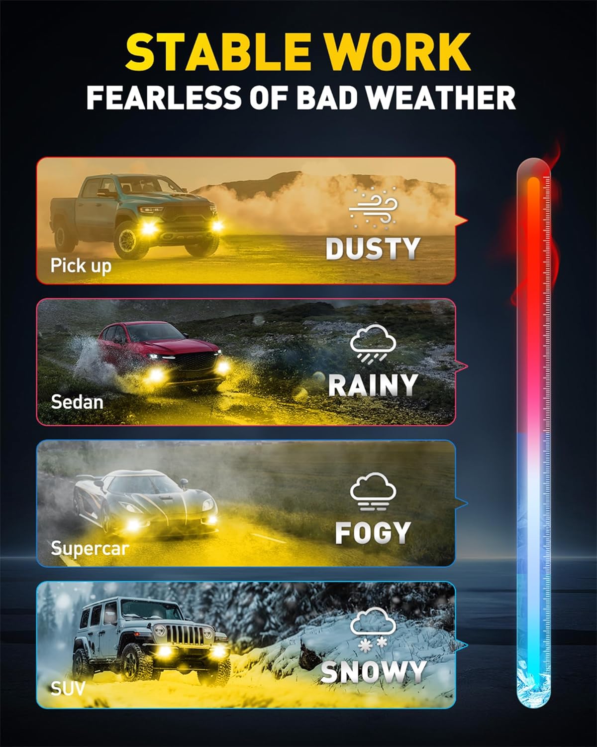Thumbnail 6 de AUXITO H11/H8/H16 Yellow LED Fog Bulb 3000K