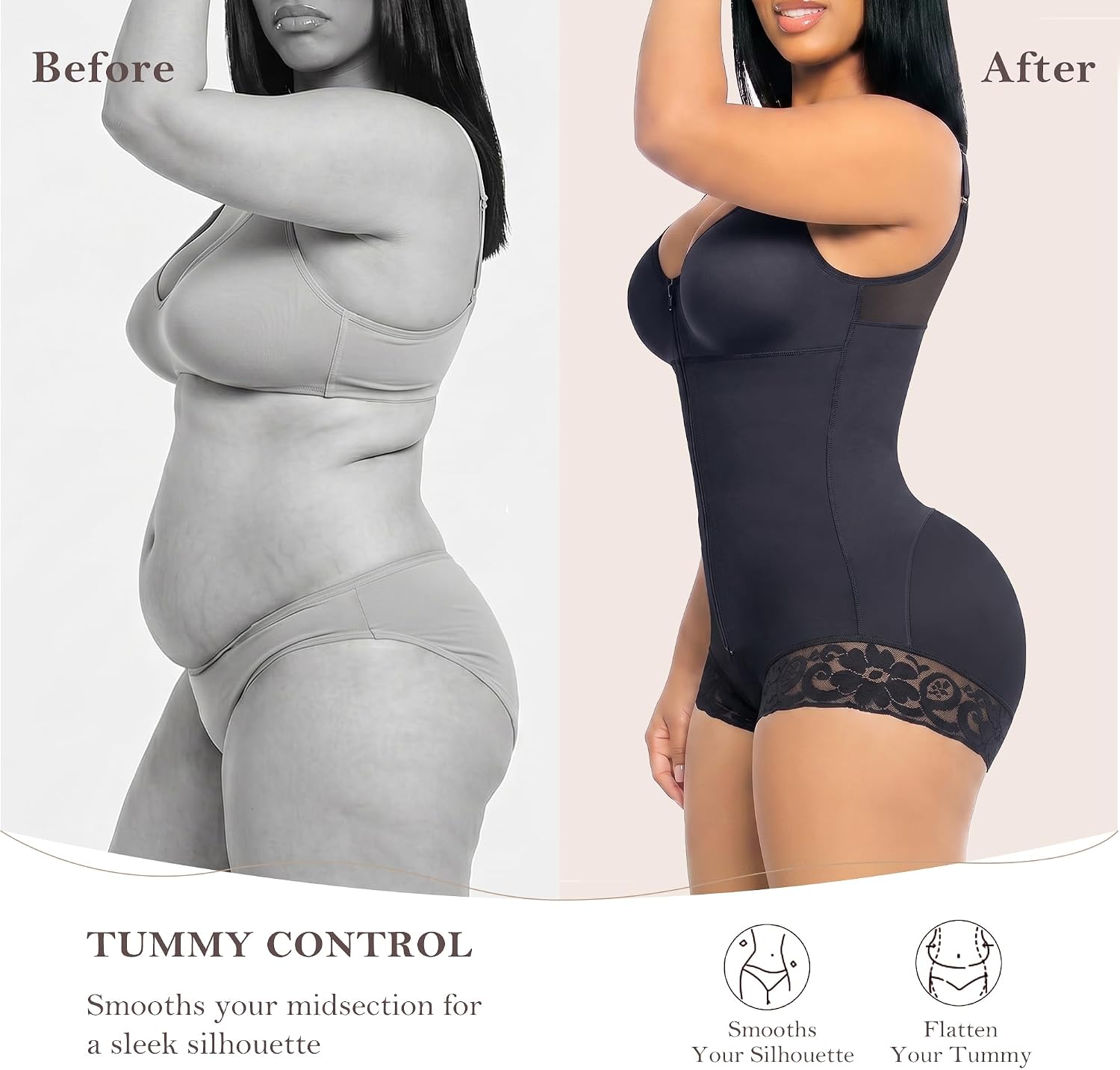 Detalle 2 de YIANNA Full-Body Shapewear with Side-Bust Padding and Adjustable Straps
