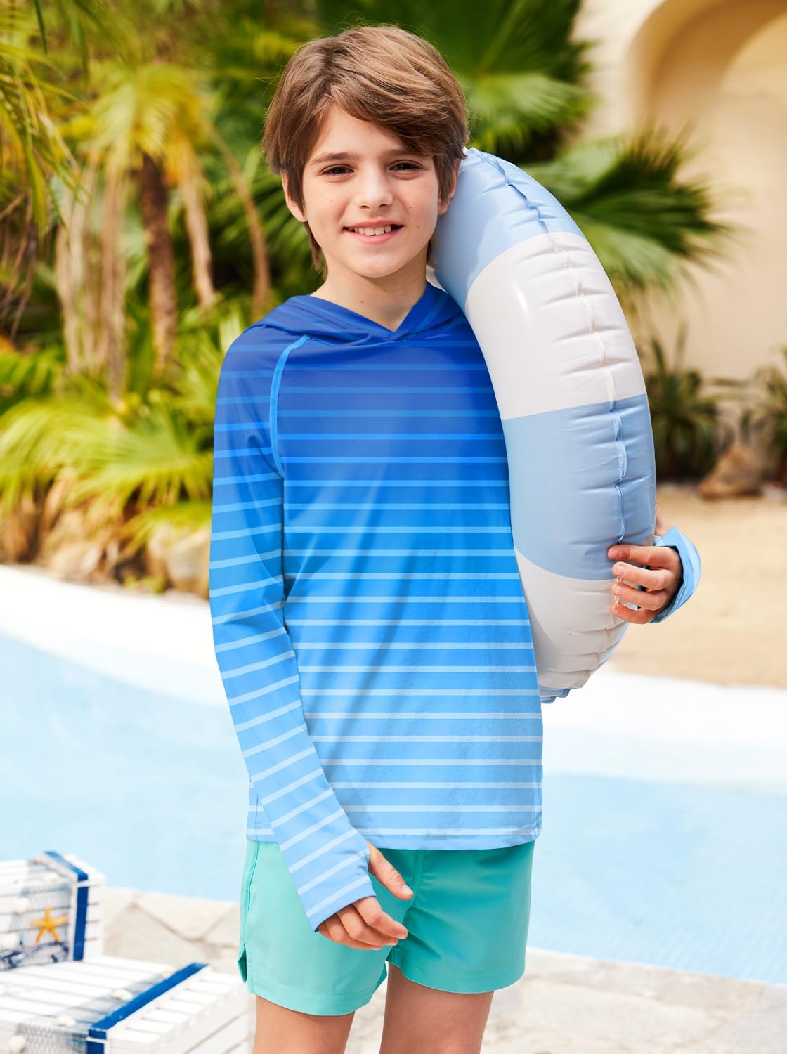Thumbnail 2 de BesserBay Unisex Kinder UV Shirt Langarm mit Kapuze – UPF50+ Rashguard (120–160)