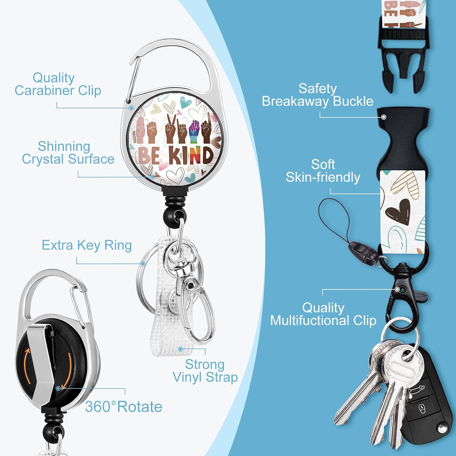 Detalle de Immaturus FARELA423-BKD Retractable Badge Holder with Detachable Lanyard
