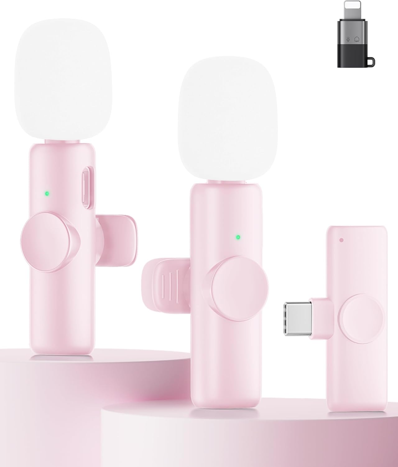 Micro-cravate sans fil CZOCPOS (lot de 2) rose : son plus clair pour téléphone, Pad et Android