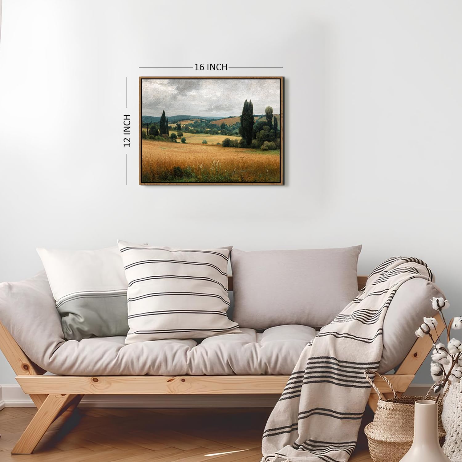 Thumbnail 6 de AREBOLO Vintage Countryside Framed Canvas Wall Art (12 x 16 inch) – Golden Wheat Field Autumn Landscape