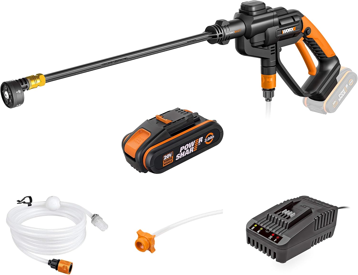Detalle de WORX Hydroshot WG620E.6 20V Cordless Pressure Washer (22 Bar, 120 L/H) with 2.0 Ah Battery