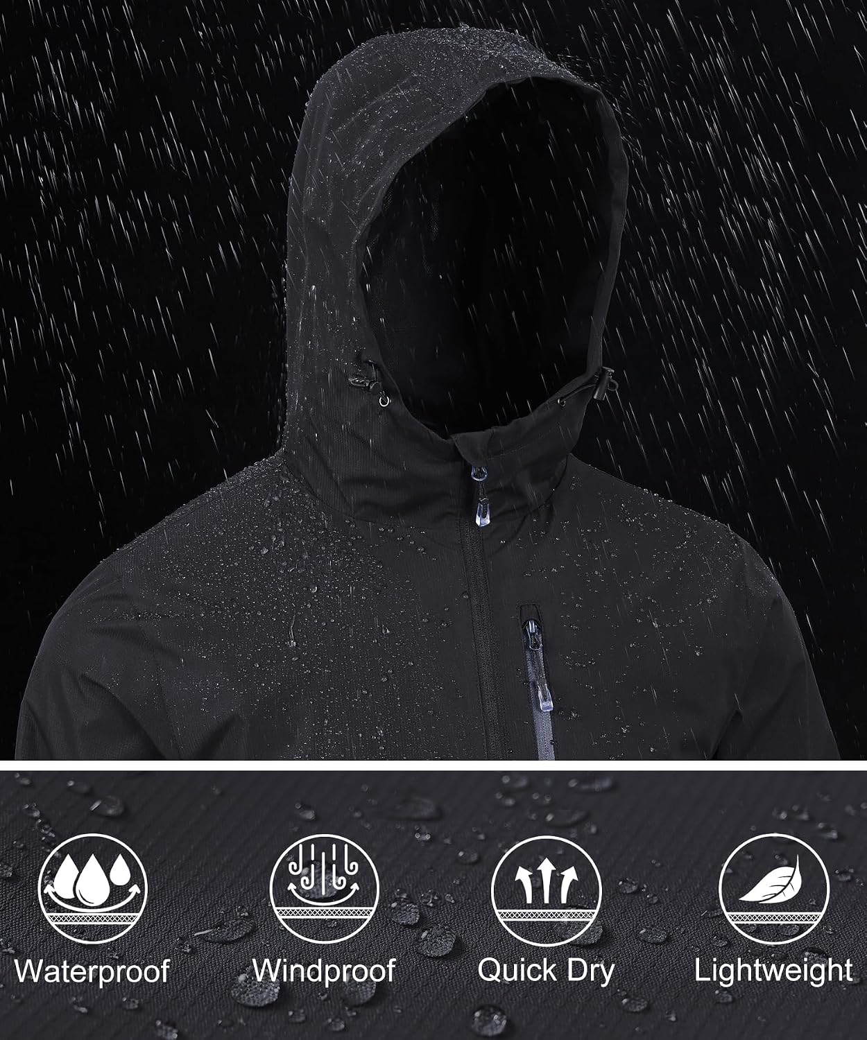 Detalle de Waterproof windproof jacket 3 zipped pockets