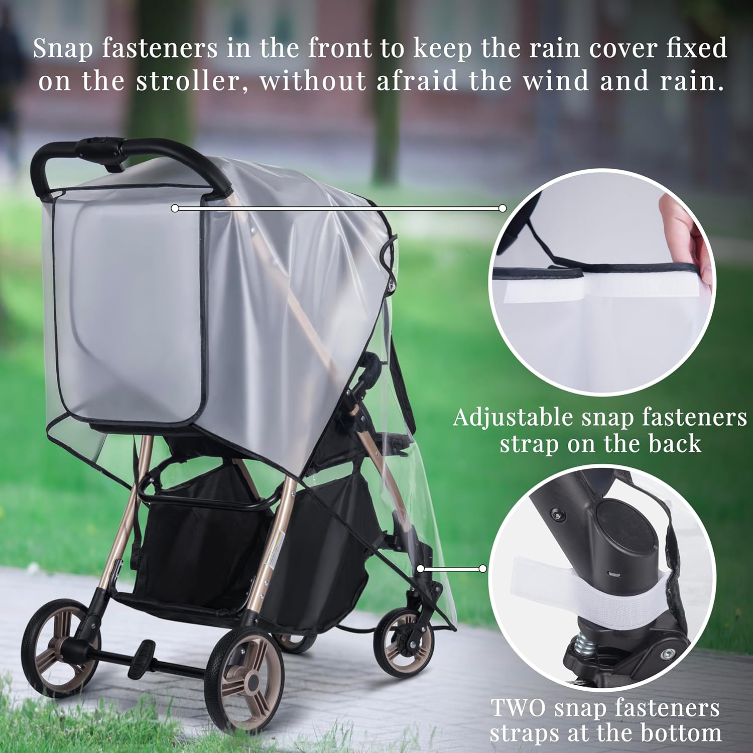 Thumbnail 4 de Bemece Universal Rain Cover for Pushchair Stroller Pram – All‑Round Weather Shield (L)