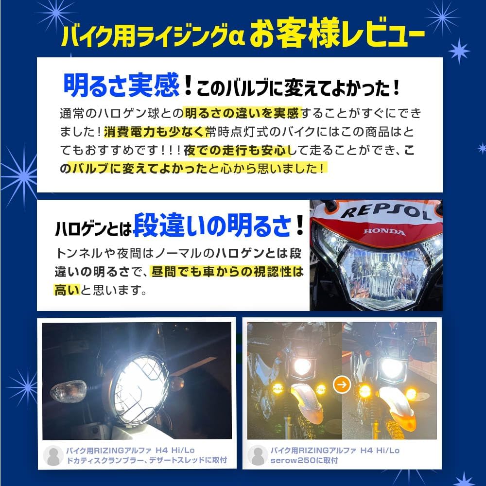Thumbnail 1 de スフィアライト ライジングα SRAMH4045-02 二輪用H4 LEDヘッドライト 4500K・1800lm Hi/Lo
