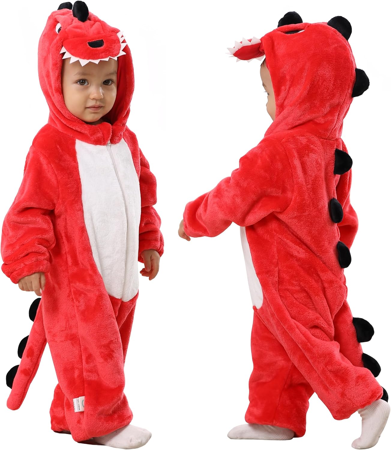 Detalle de TONWHAR bandiangou001 Baby Animal Costume Romper with Flannel Hood and Two-Way Zip