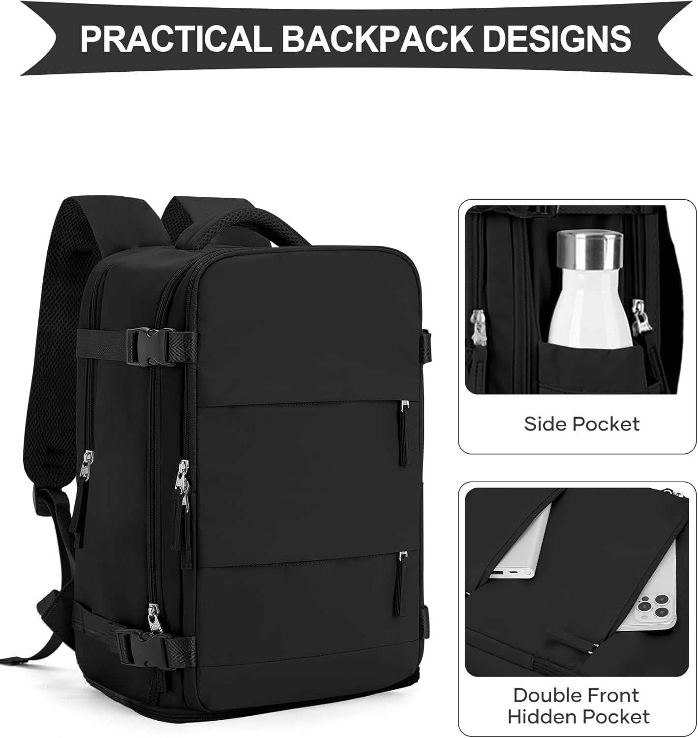 Thumbnail 5 de SZLX Mochila de viaje para mujer 40x20x25 (cabina) impermeable y con compartimento para portátil