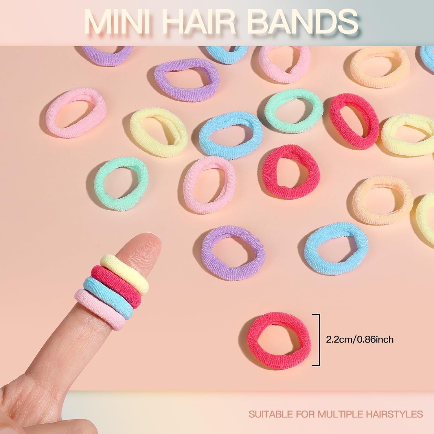 Detalle 2 de YGDZ Baby Hair Ties, 300-Piece Mini Elastic Bands in 7 Colors