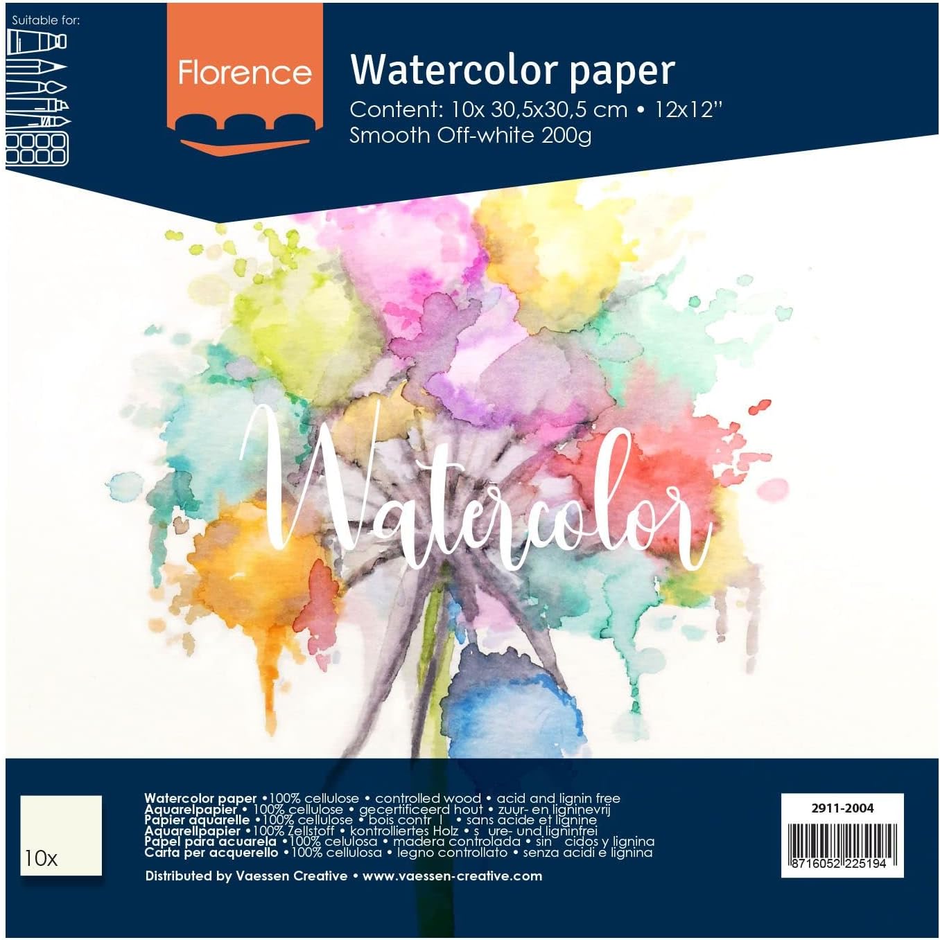 Thumbnail 6 de Vaessen Creative Papier Aquarelle Florence Pressé à Chaud A5, Ivoire – 200 GSM, 100 feuilles