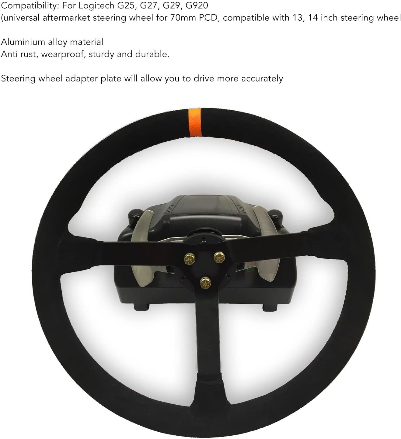Detalle de Steering Wheel Adapter Plate 70mm Aluminium Alloy for G25/G27/G29/G920 13–14in wheels