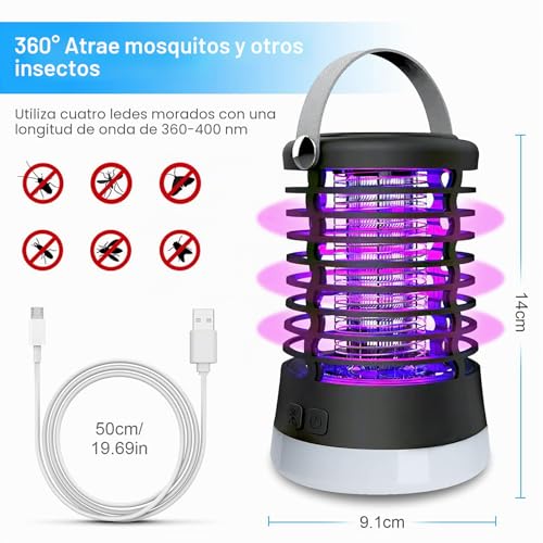 Detalle de Lámpara Antimosquitos Eléctrico Recargable 3 en 1 de Regevo