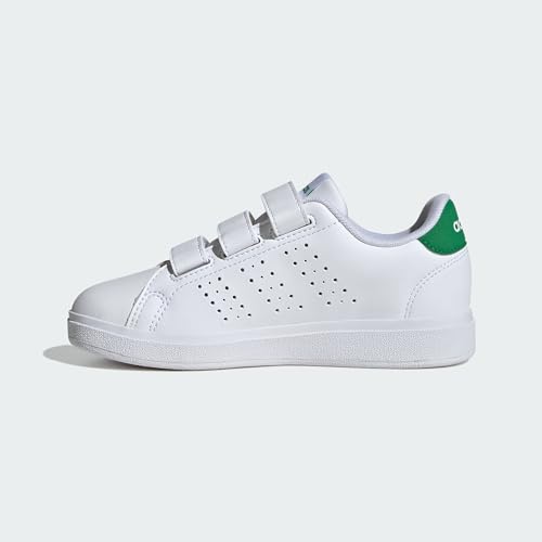 Thumbnail 3 de adidas Unisex Kids Advantage Base 2.0 Shoes – Cloud White/Cloud White/Green, 12 UK