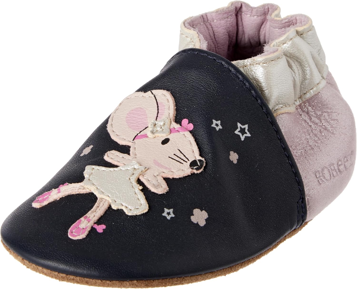 Detalle de Robeez Fille Dancing Mouse Chausson – chausson cuir sans talon pour fille