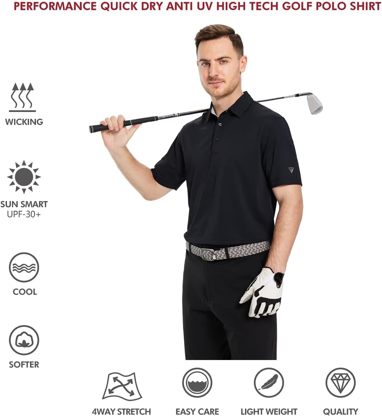 Thumbnail 4 de Mens Golf Shirt Short and Long Sleeve Moisture Wicking Dry Fit Performance Polo