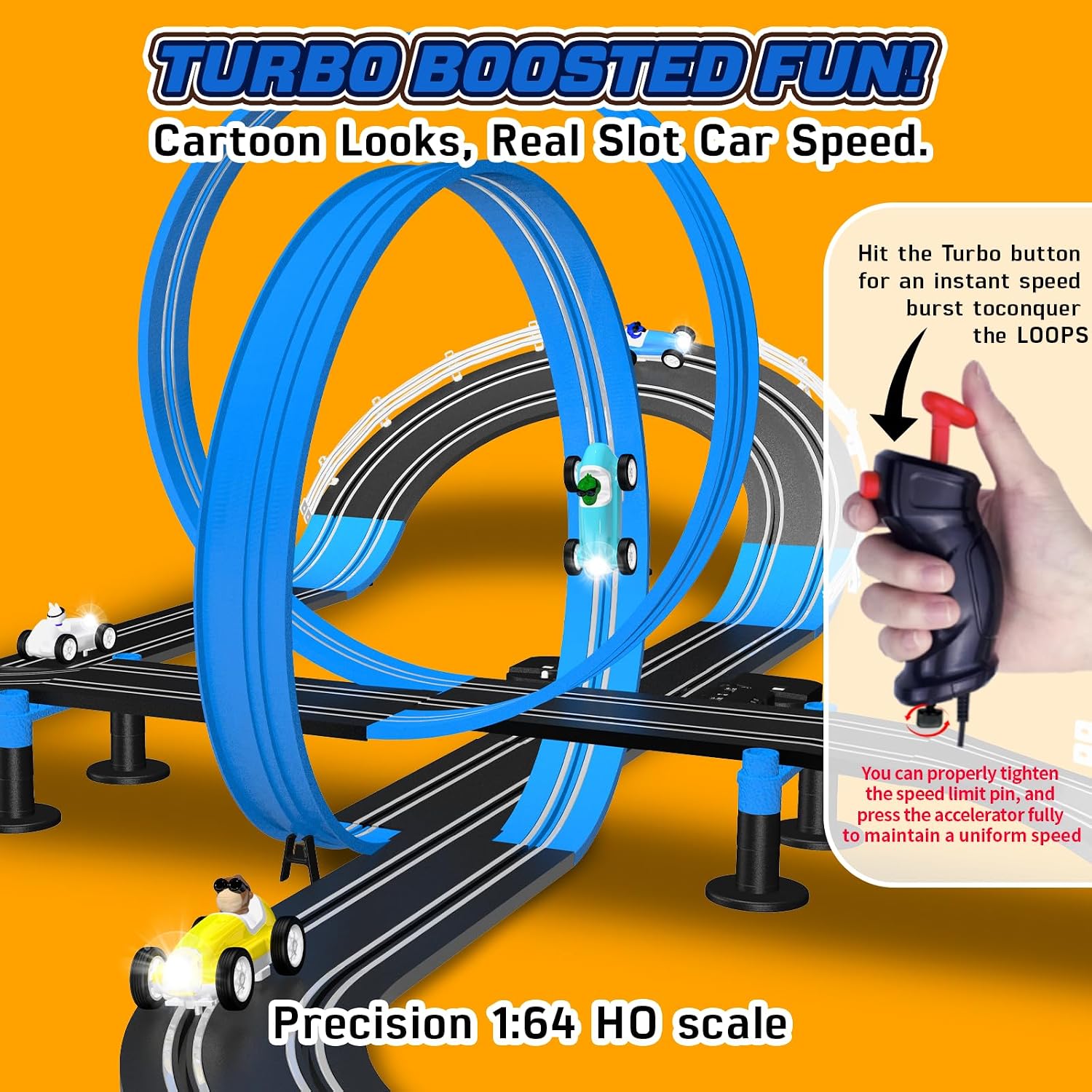 Detalle de AGM MASTECH MR-20 Crazy-Loop Slot Car Track with 360° Loop and LED Cars