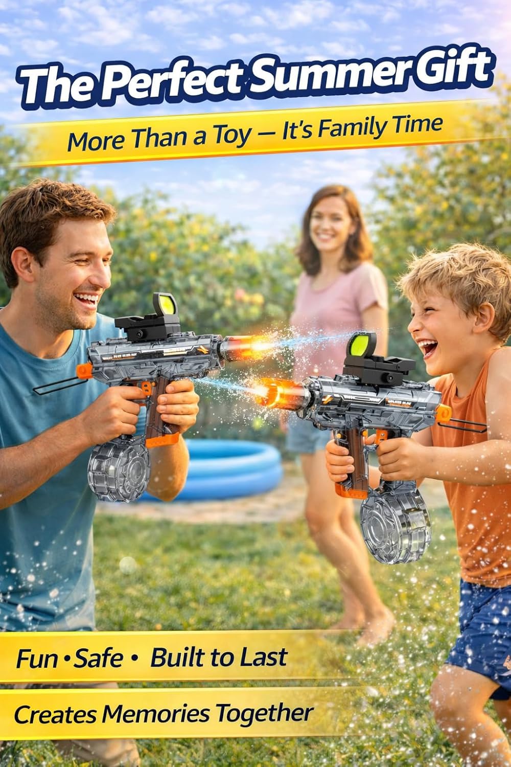 Thumbnail 3 de Kids Electric Water Gun (Automatic, Rechargeable) with LED Muzzle, 8–16 ft Range — Battery-Powered Outdoor Water Blaster for Ages 5–12