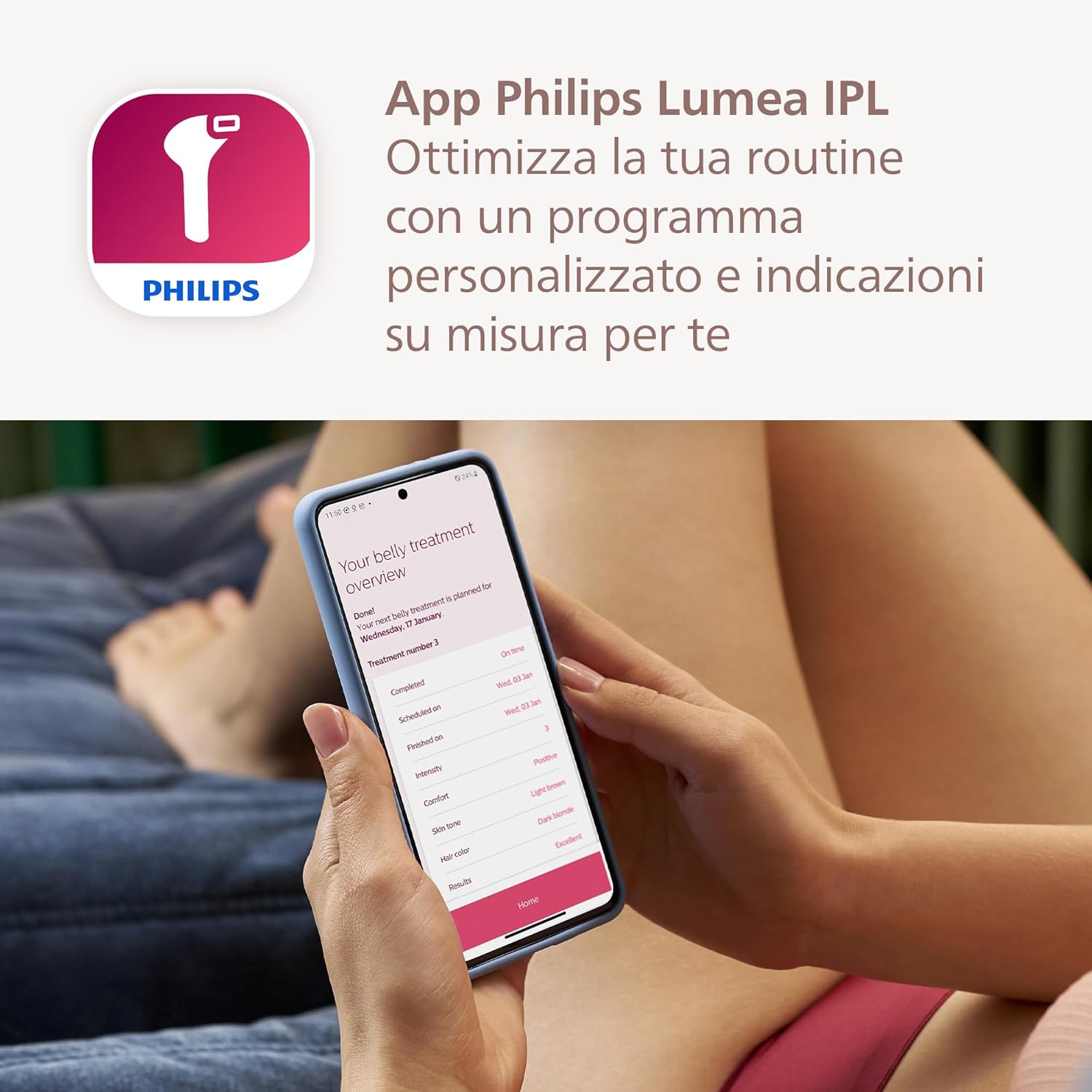 Thumbnail 6 de Philips Lumea 8000 Series BRI944/00: epilazione IPL domestica con SenseIQ e due accessori viso/corpo