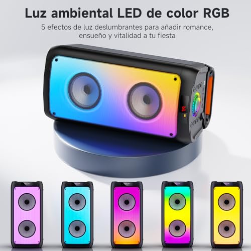 Thumbnail 4 de JYX Karaoke con 2 Micrófonos Inalámbricos: karaoke portátil con sonido potente y luces para fiestas