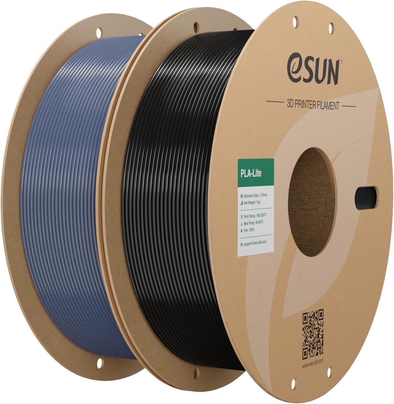 Detalle de eSUN PLA Filament 1.75mm – 2 Spools (Grey & Black) 1kg Each
