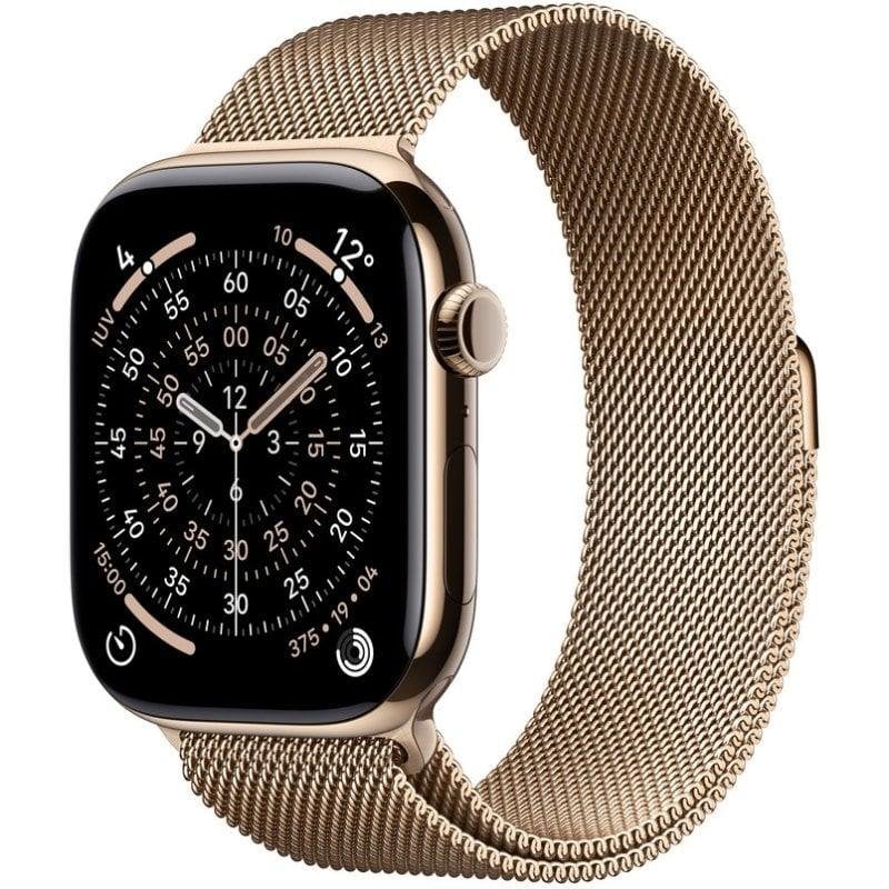 Detalle de Apple Watch Series 11 GPS + Cellular 46mm Titanio Oro con Milanese Loop Oro (M/L)