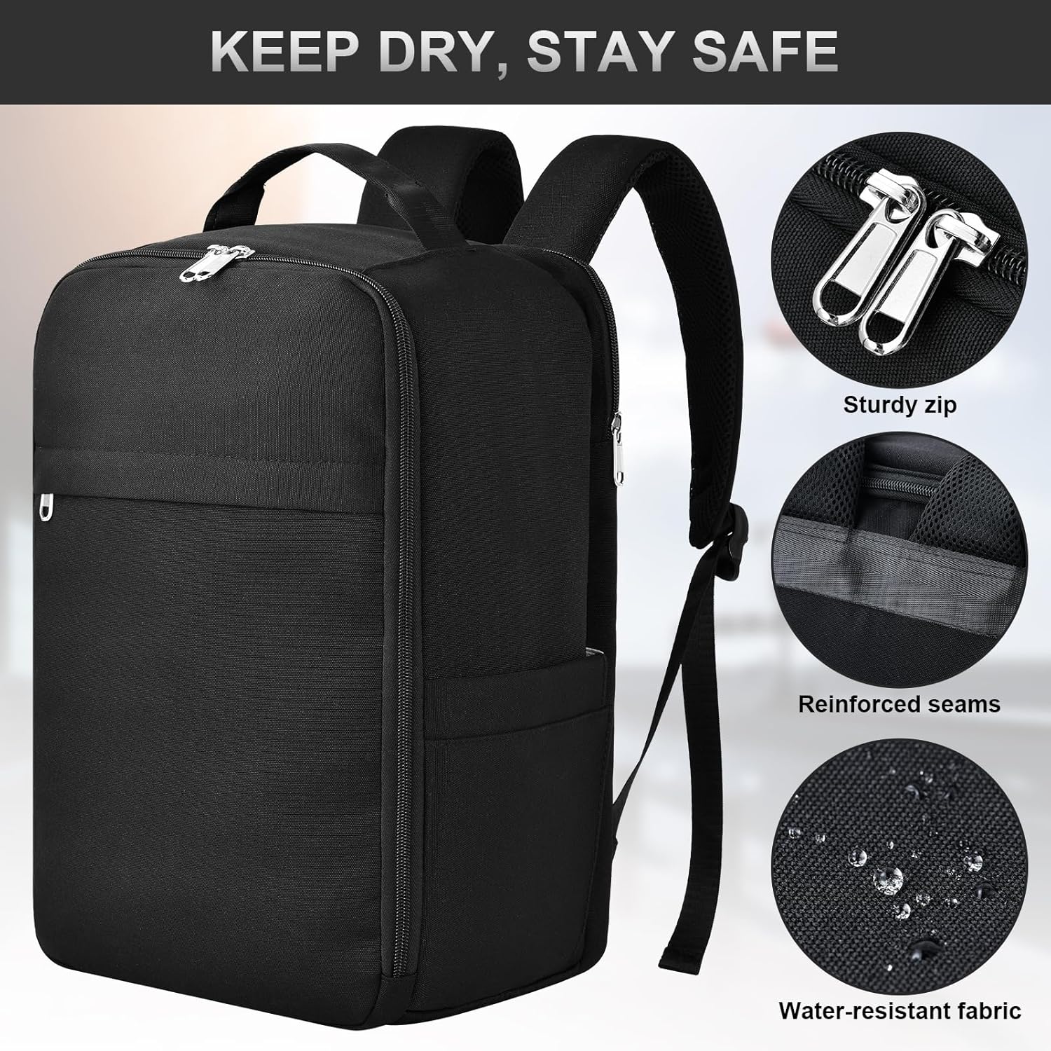 Detalle de Zuquik für Ryanair Handgepäck 40x30x20 Rucksack – kompakter Travel Backpack mit verstecktem Rückfach (Grau)