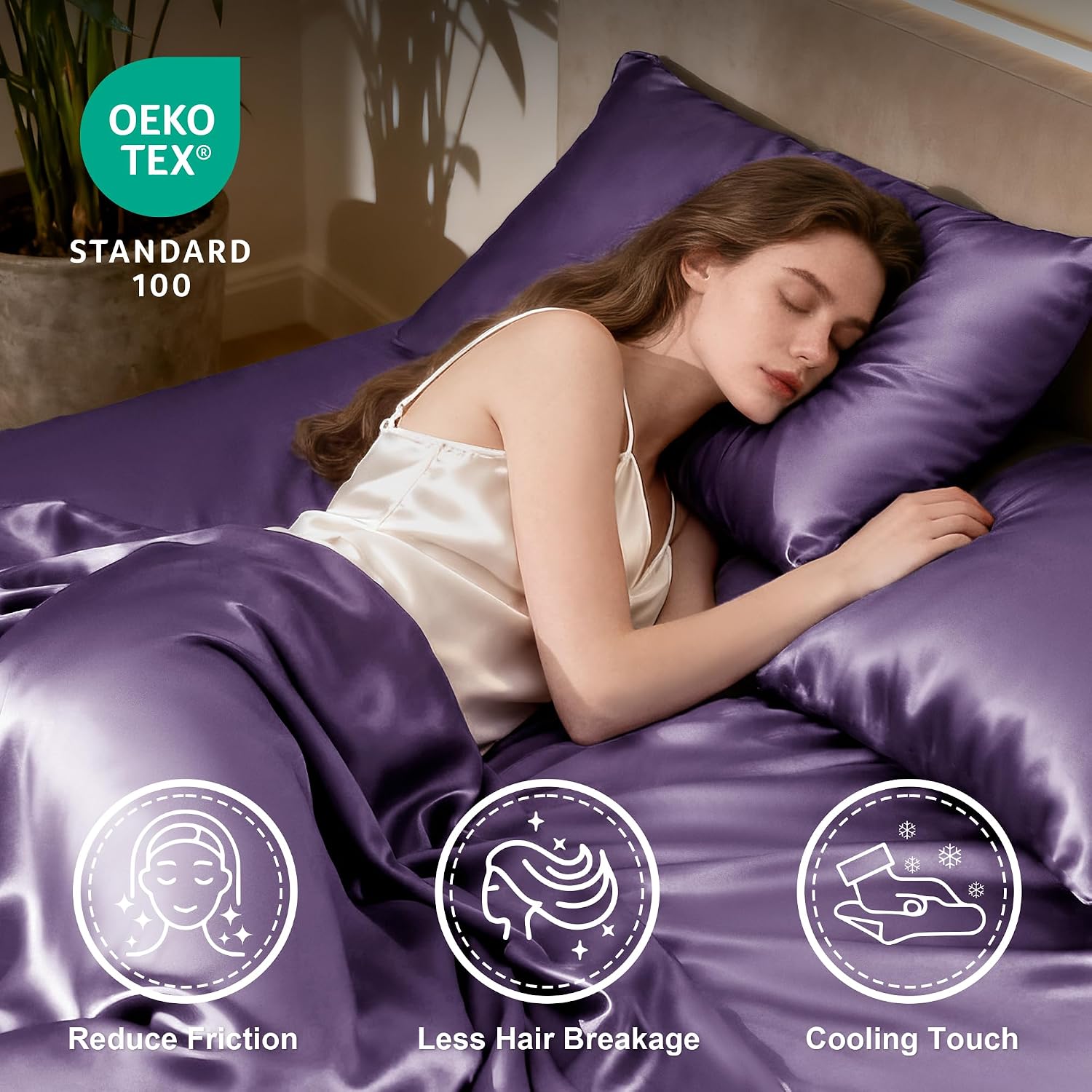 Thumbnail 2 de Love's cabin Satin Sheet Set Queen