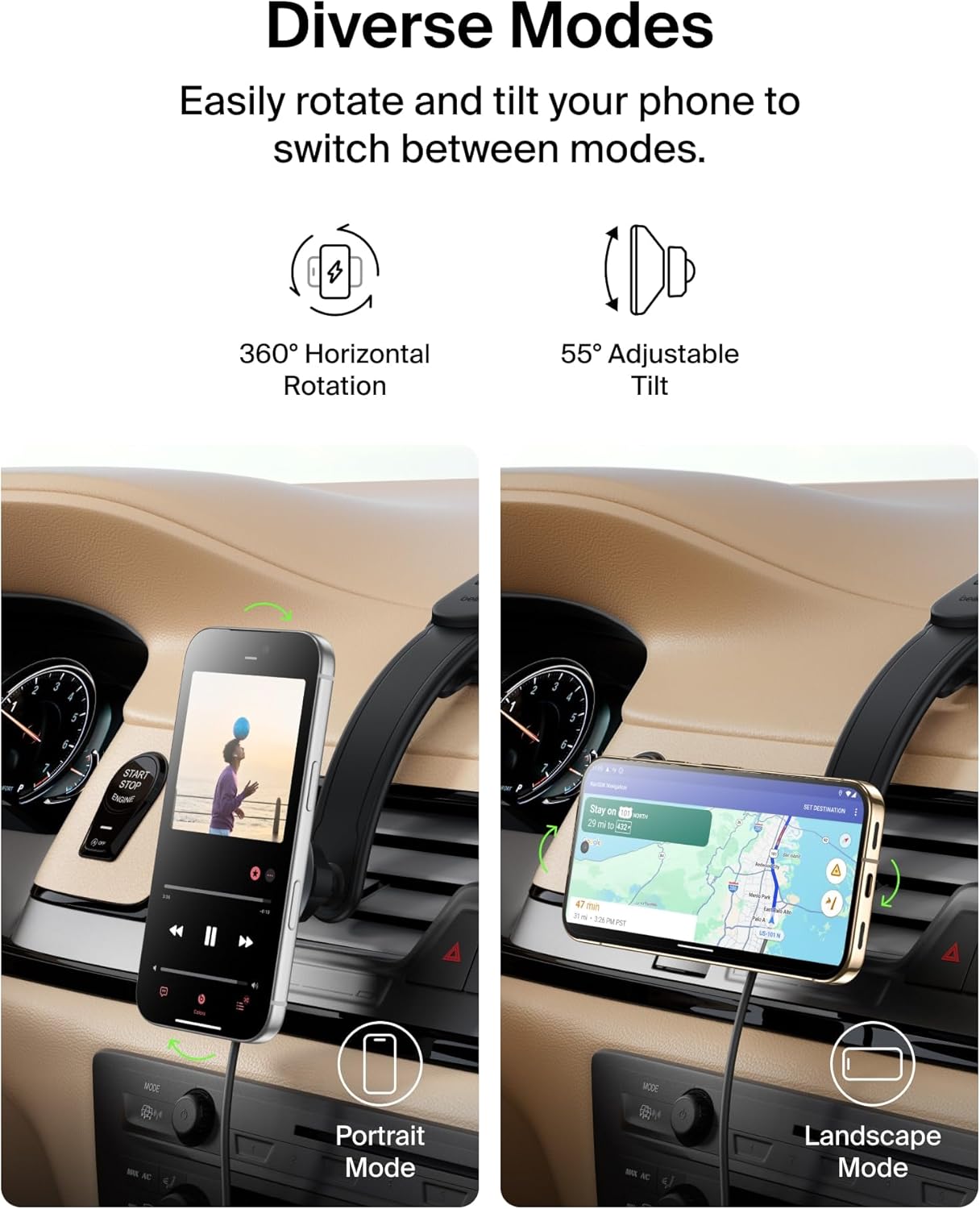 Thumbnail 5 de Belkin Wireless Car Charger MagSafe Mount 1M