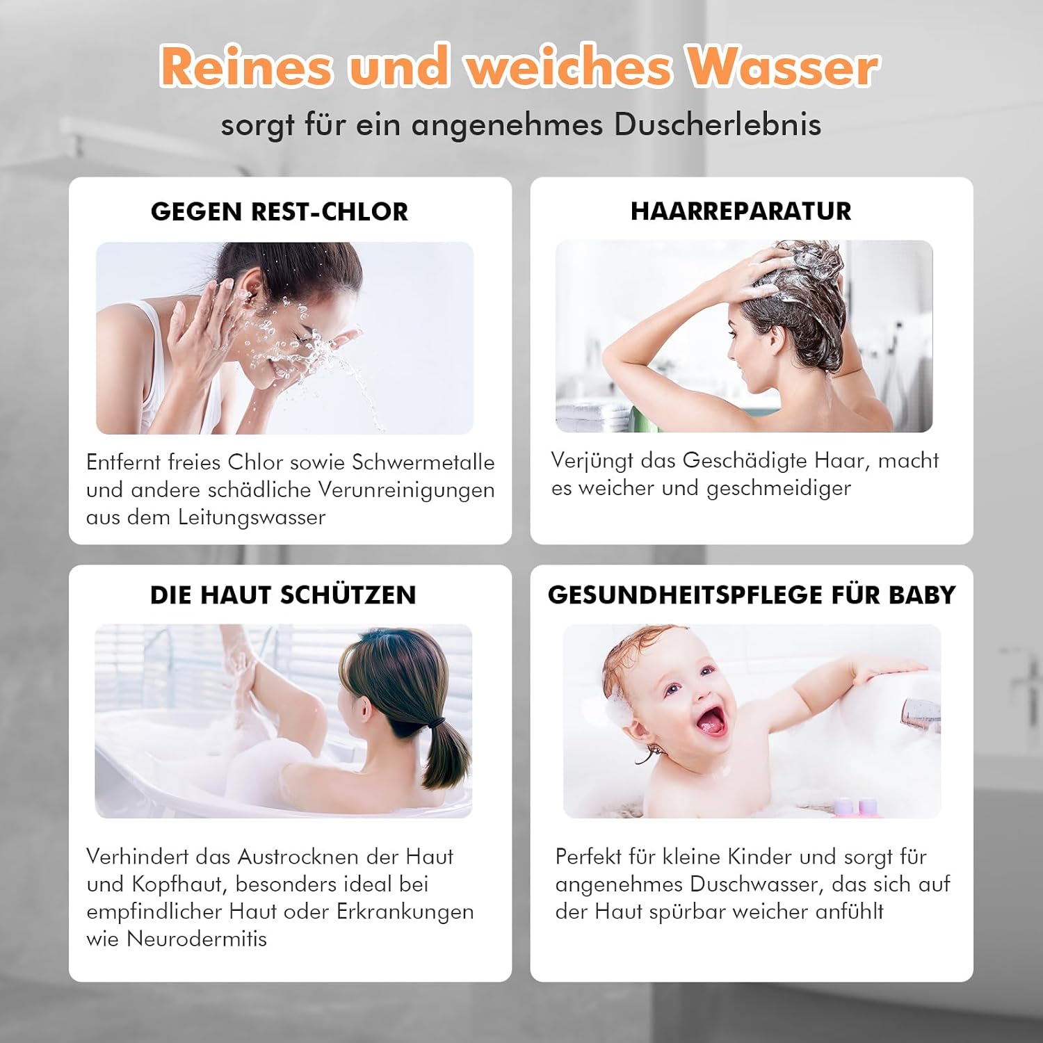 Detalle 2 de MEKO Duschkopf mit Filter (15 Schichten) und Hochdruck-Handbrause, 3+1 Strahlarten