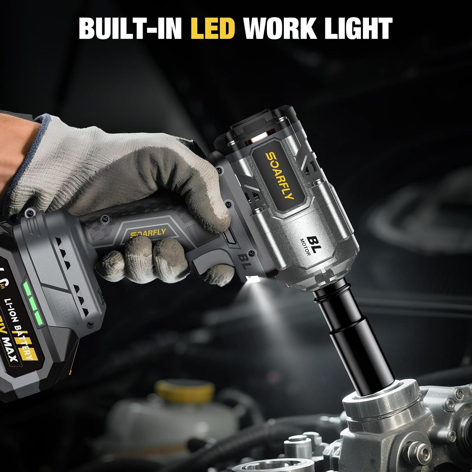 Detalle 1 de SoarFly JLBS-CA-01 1/2-Inch Cordless Impact Wrench, 900 ft-lb