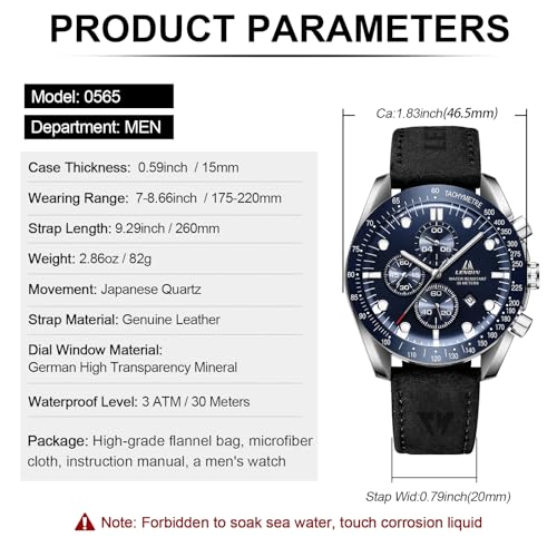 Thumbnail 6 de LN LENQIN Orologio Uomo Analogico al Quarzo con Cinturino in Pelle