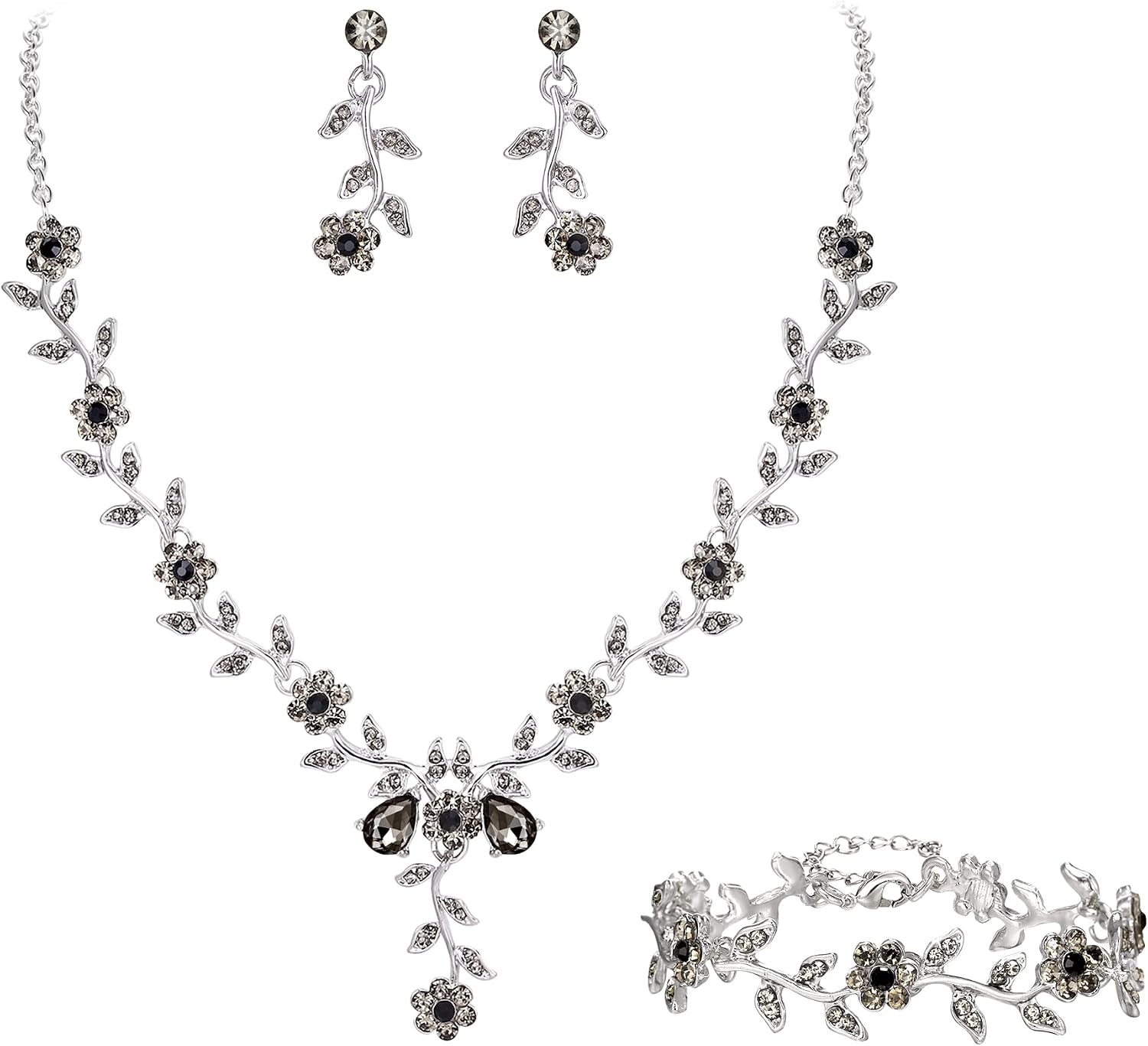 Clearine Set Gioielli da Donna con Fiori e Cristalli — Completo per occasioni speciali