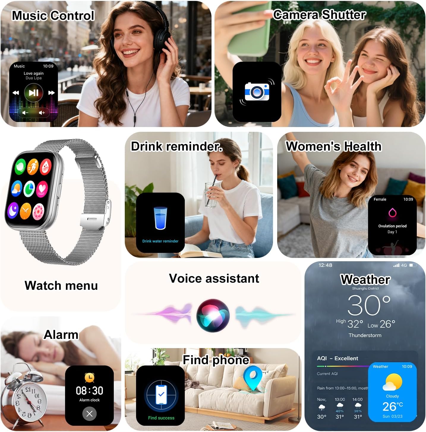Thumbnail 5 de niolina Smart Watch 1.75" HD fitness tracker