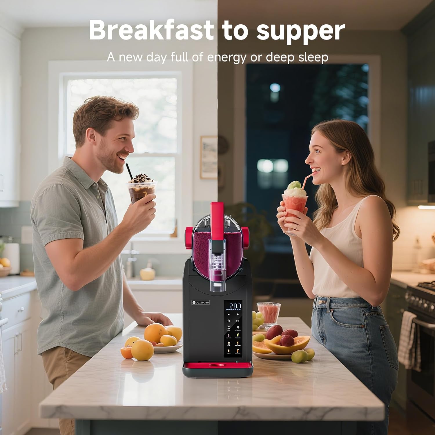 Thumbnail 1 de AAOBOSI Home Slushie Machine (Frozen Drink Maker) with Cookbook, 6 Presets, Auto Cleaning