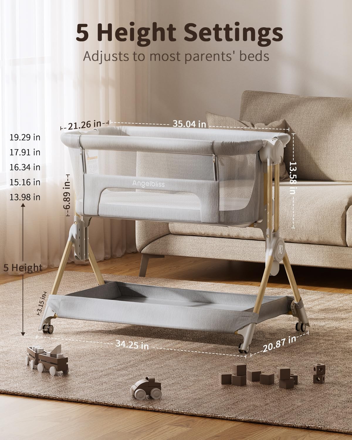 Thumbnail 3 de ANGELBLISS Baby Bassinet 19 lbs