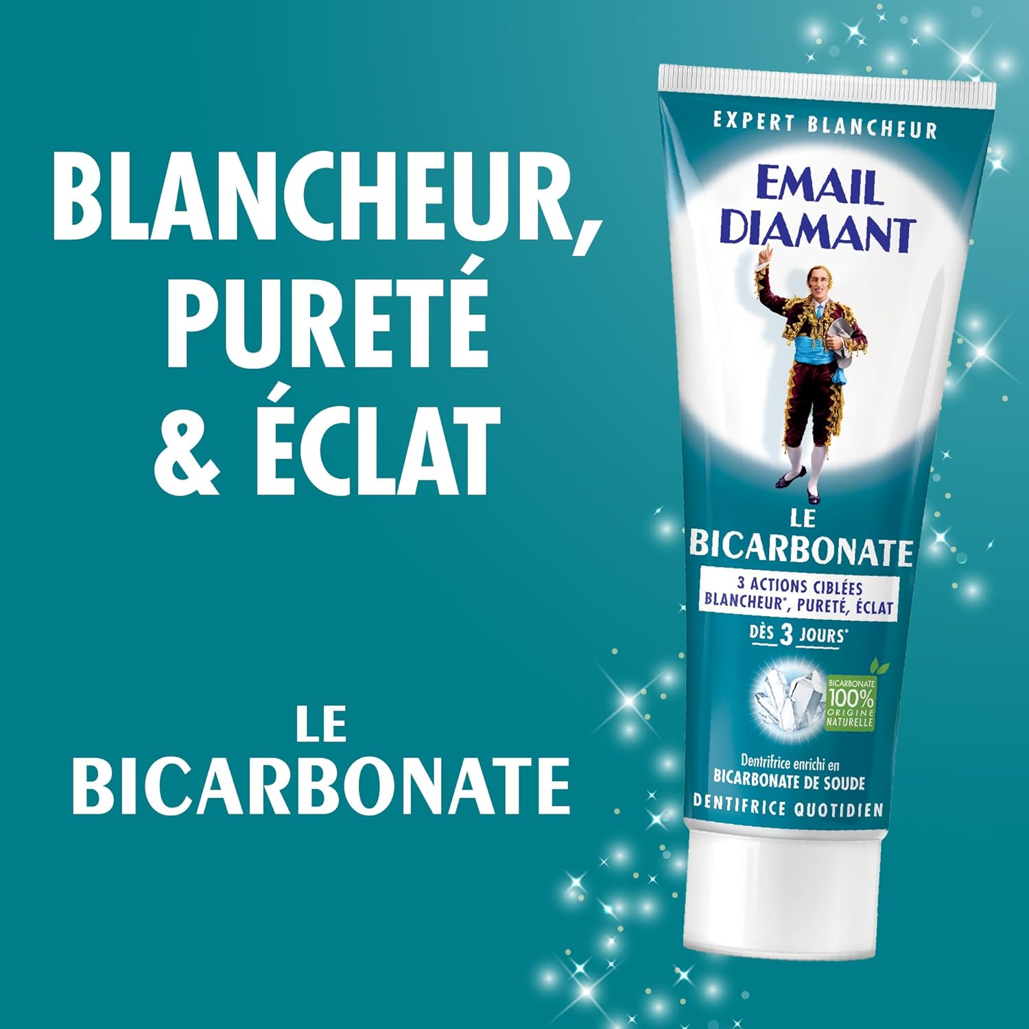Detalle de Email Diamant Bicarbonate – Dentifrice Blancheur, Purité et Éclat – Lot de 2 tubes 75 ml