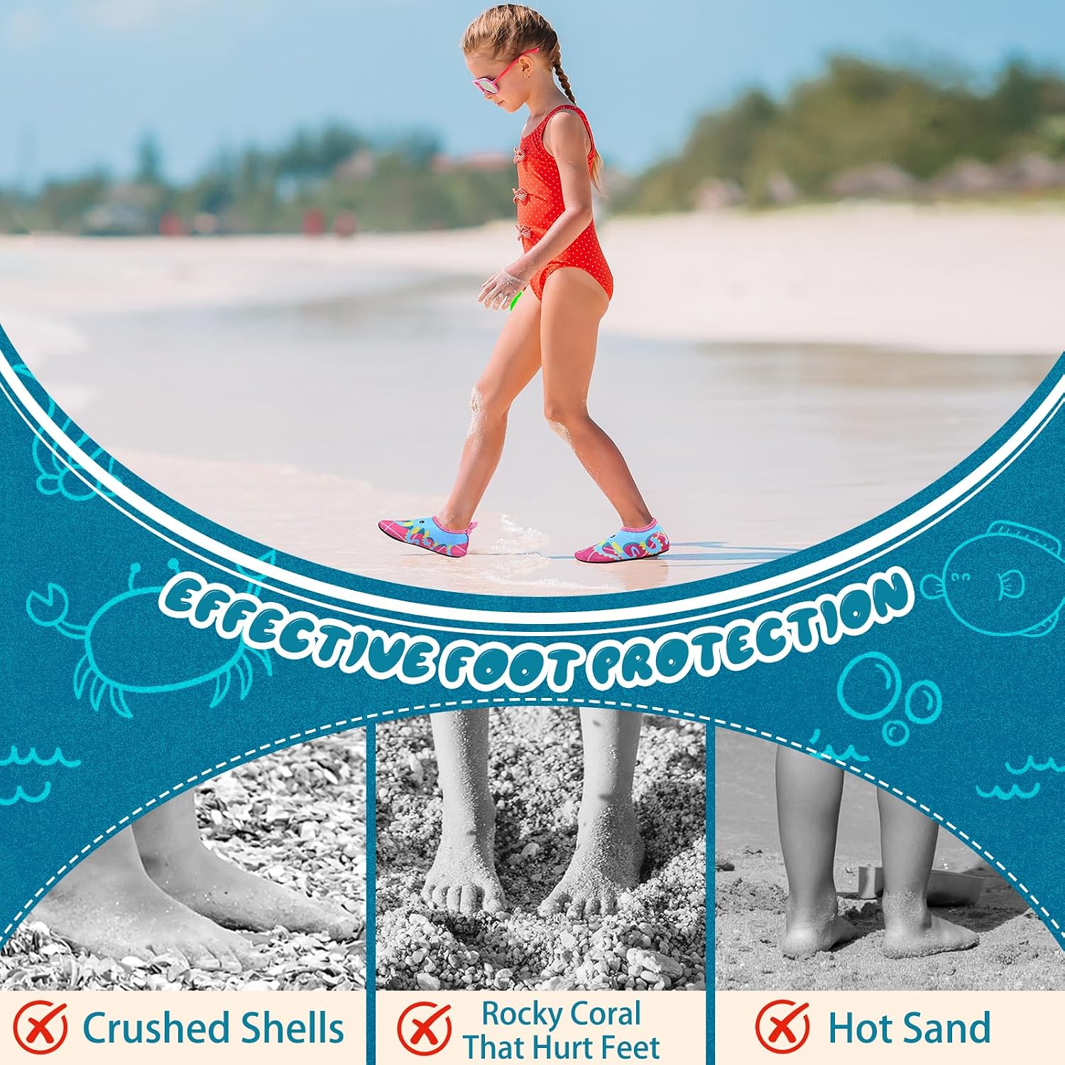 Detalle de Kids Water Shoes: Toddler Swim Beach Shoes for Boys & Girls – Quick-Dry Non-Slip Aqua Socks