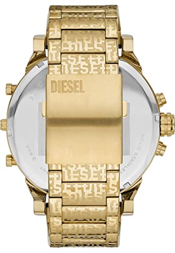 Detalle de Diesel Mr. Daddy 2.0 Watch for Men (DZ7479) – Gold Dial, 57mm Case, Quartz Moonlight Finish