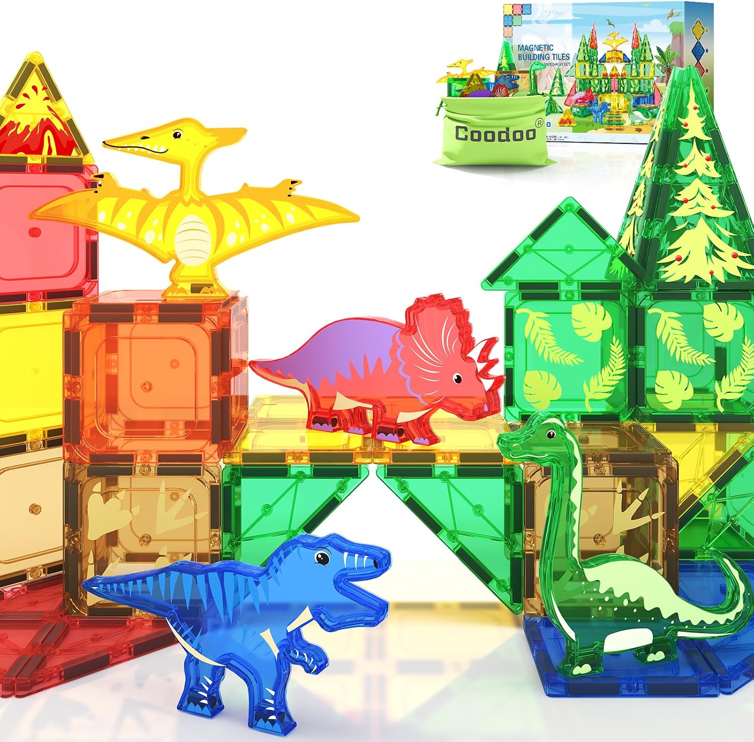 Detalle de Coodoo Dinosaur Magnetic Tiles for Toddlers 🧩
