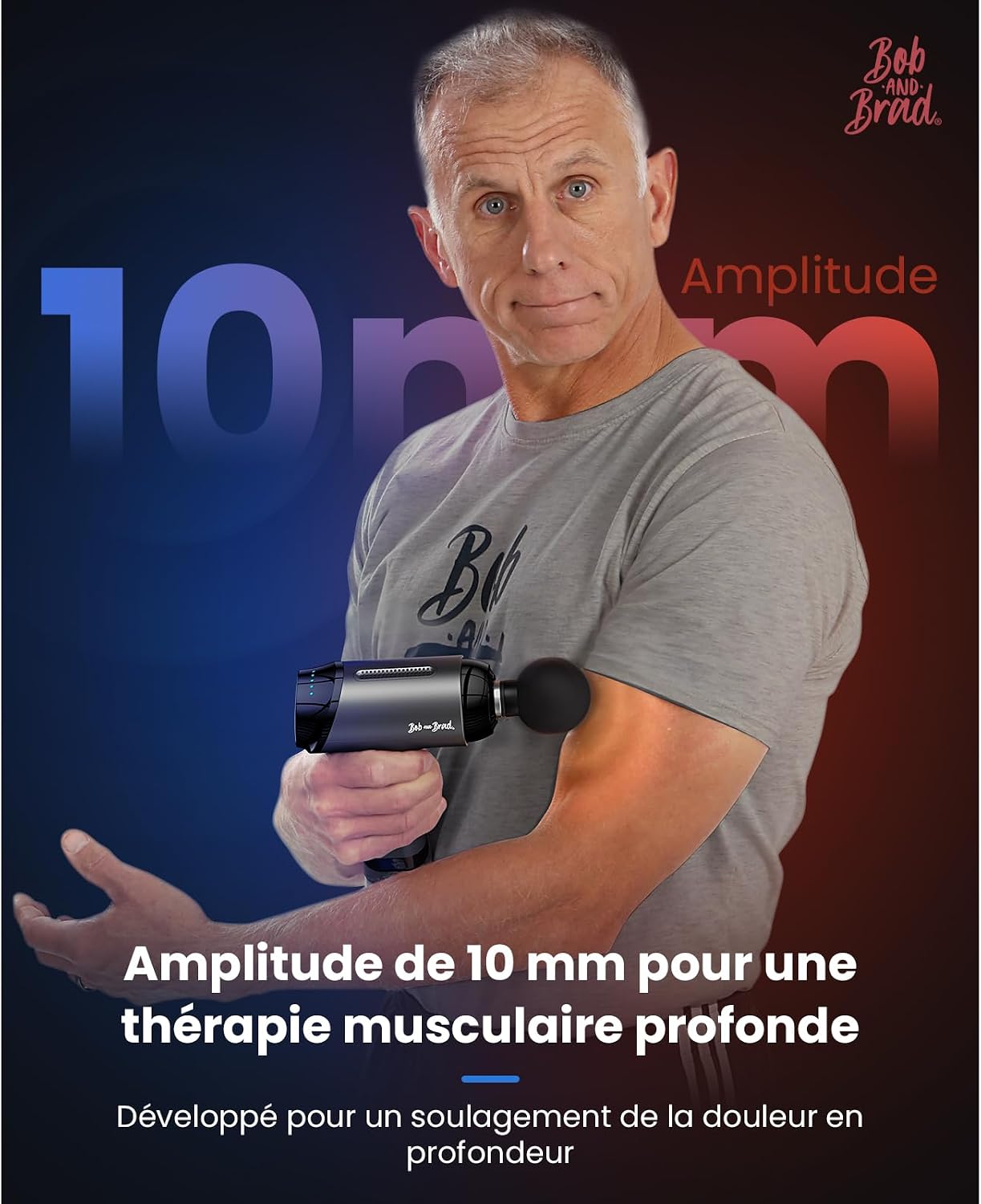 Detalle de Bob and Brad T2 Pro : pistolet de massage percussif chaud & froid pour le dos et la nuque