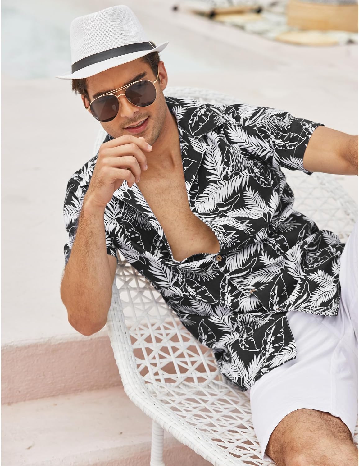 Thumbnail 2 de COOFANDY Leinenhemd Herren – Sommerliches Kurzarmhemd aus leichtem Stoff, einfarbig