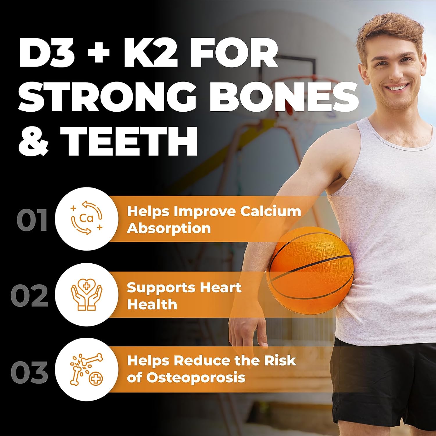 Detalle de DH Nutrition Vegan Vitamin D3 + K2 (MK-7) Capsules, Canadian-Made 2-Pack