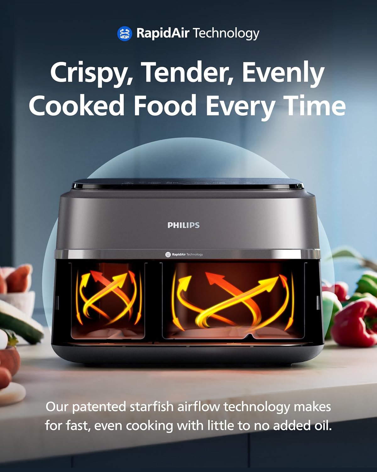 Detalle de Philips Airfryer 3000 Series Dual Basket 3L+6L Air Fryer